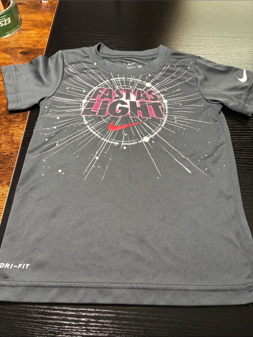 Nike Black Dri-FIT Tee with Pink Graphic "Fast As Light"